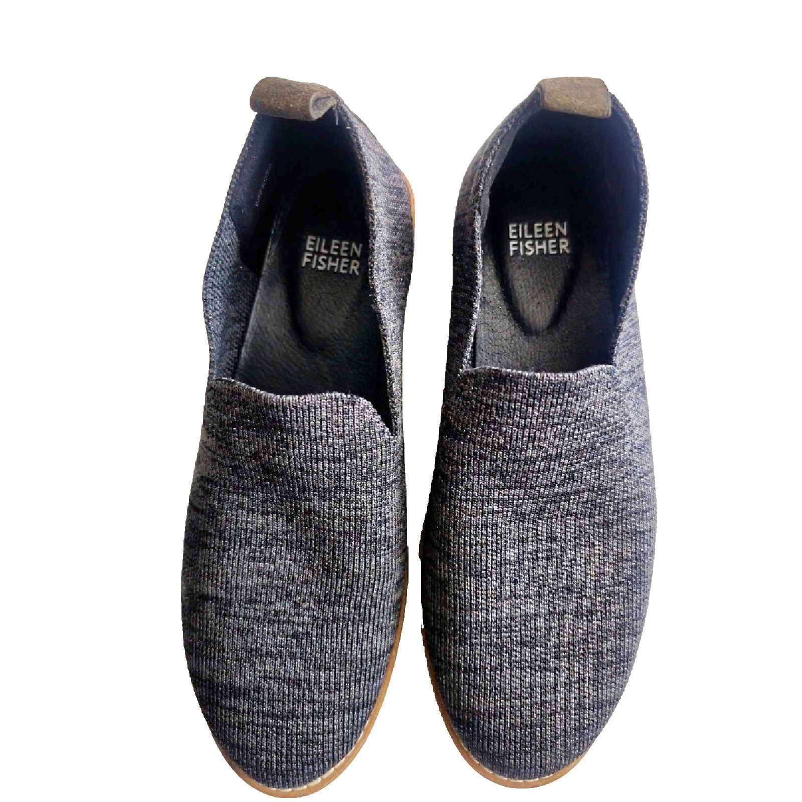 Eileen Fisher Size 6 Charcoal Gray Knit Slip On Loafer Comfy Platform